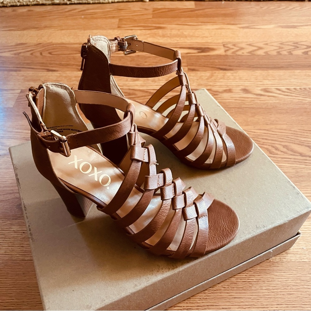 Brown Strappy Block Heel Sandals